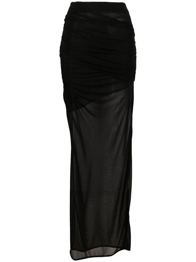 Black Tiroi Layered Semi-sheer Skirt