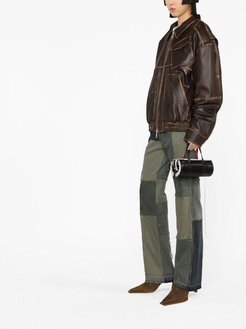 Brown Panelled Leather Jacket