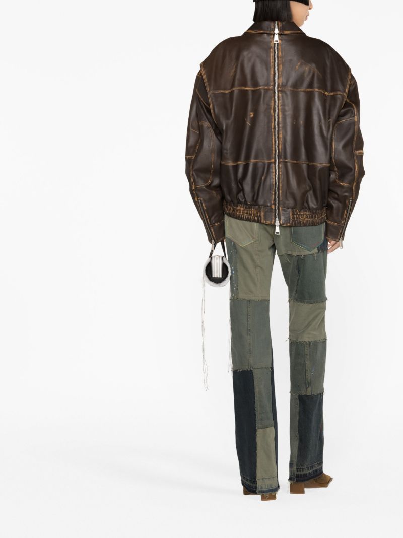 Brown Panelled Leather Jacket