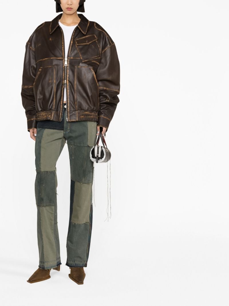 Brown Panelled Leather Jacket
