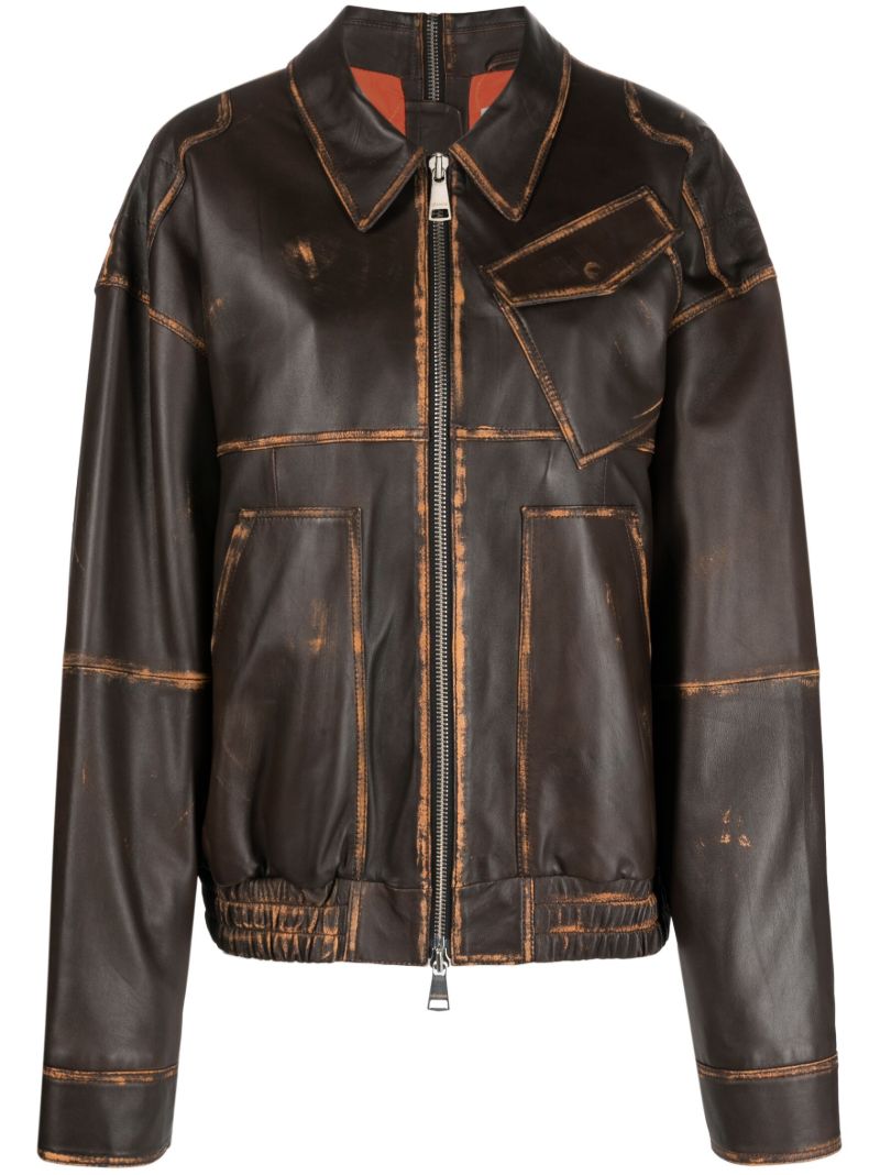 Brown Panelled Leather Jacket