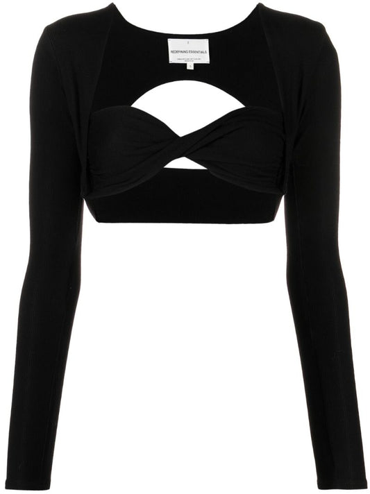 Black Cut-out Crop Top