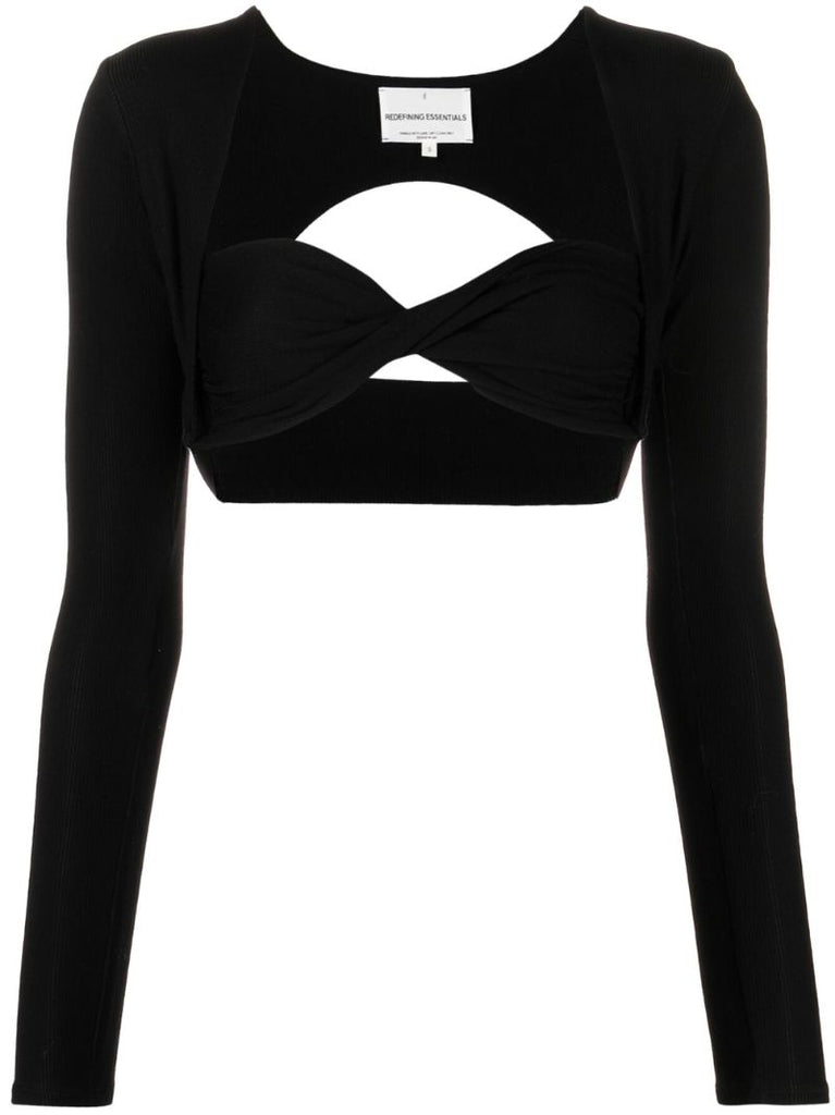 Black Cut-out Crop Top