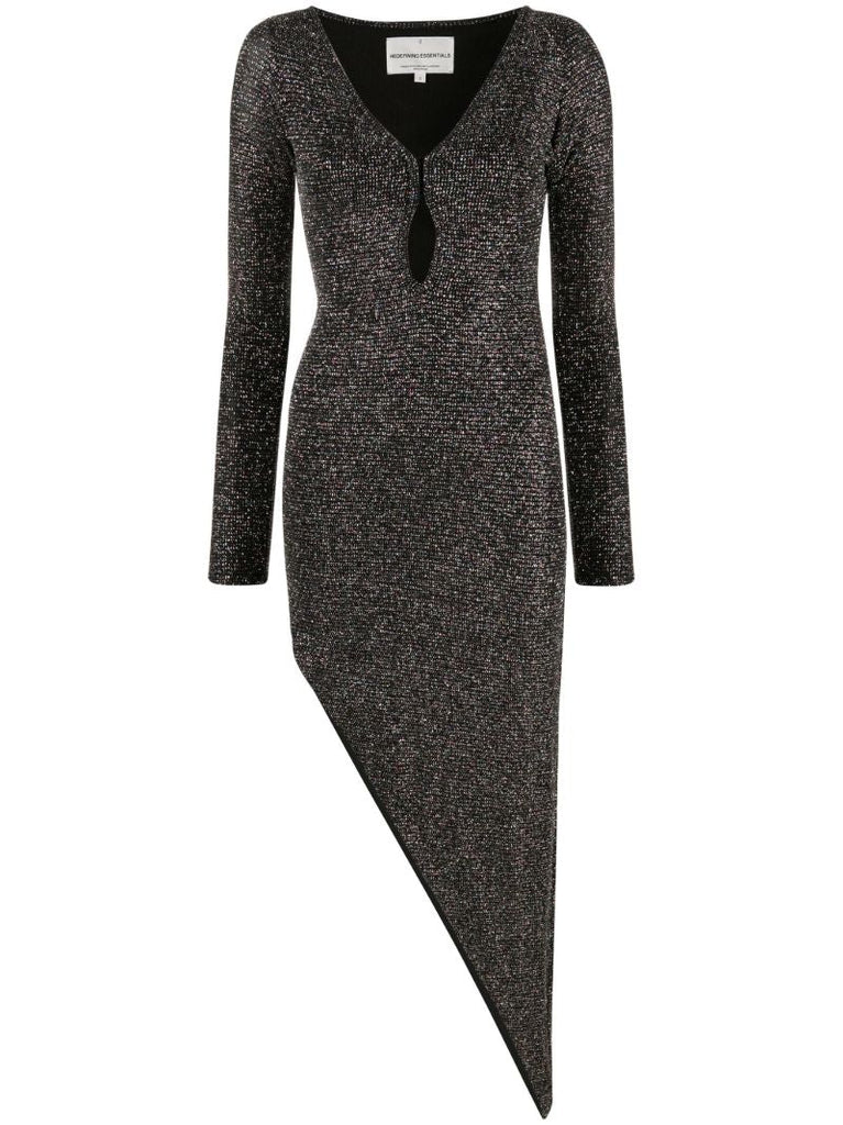 Black Glitter Asymmetric Dress