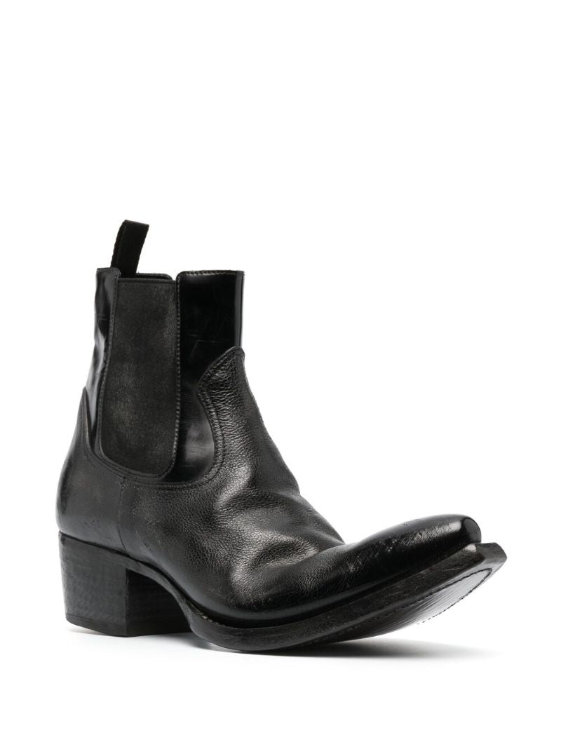 Black Turn-up Toe Leather Ankle Boots