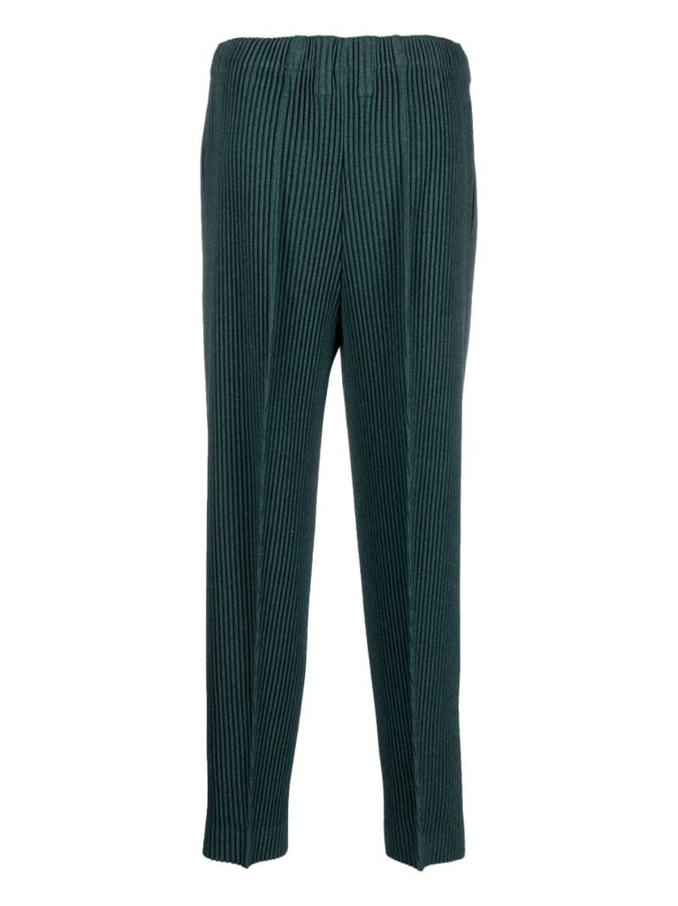 Teal Green Micro Pleated Slim Trousers