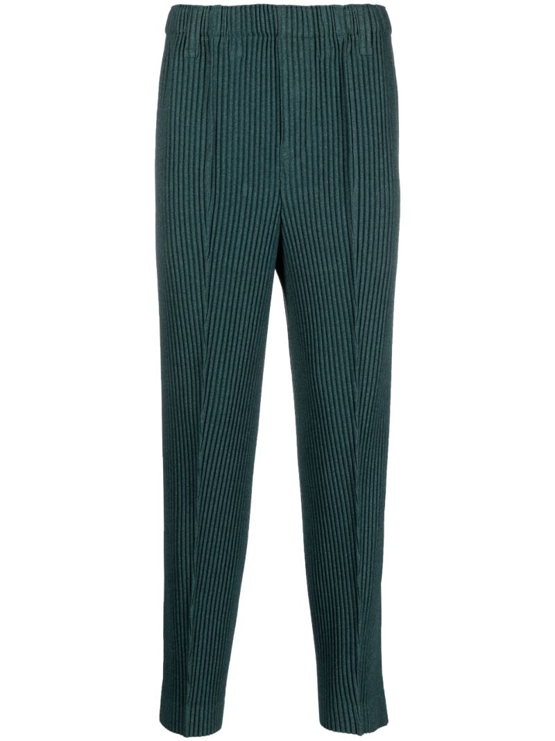 Teal Green Micro Pleated Slim Trousers