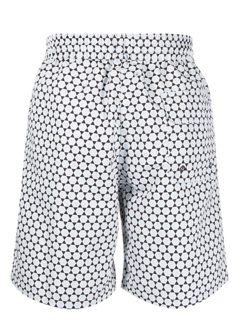 Blue Graphic Print Swim Shorts