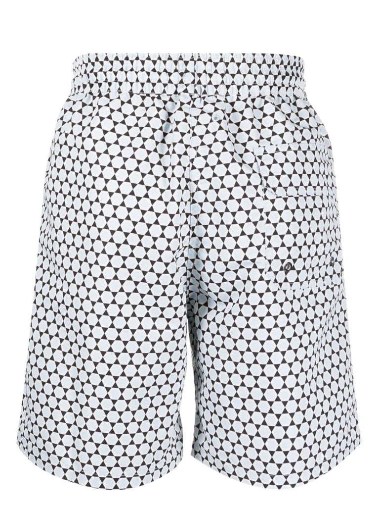 Blue Graphic Print Swim Shorts