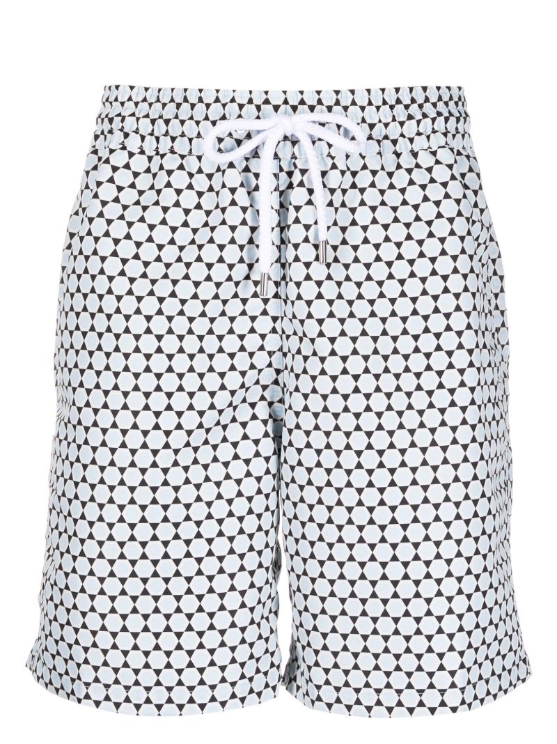 Blue Graphic Print Swim Shorts