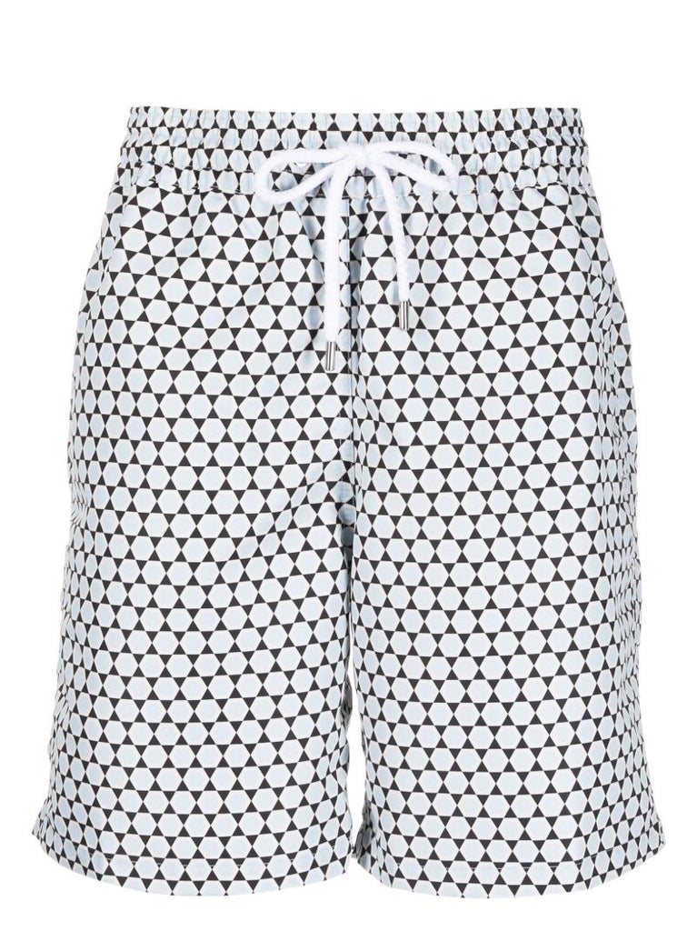 Blue Graphic Print Swim Shorts