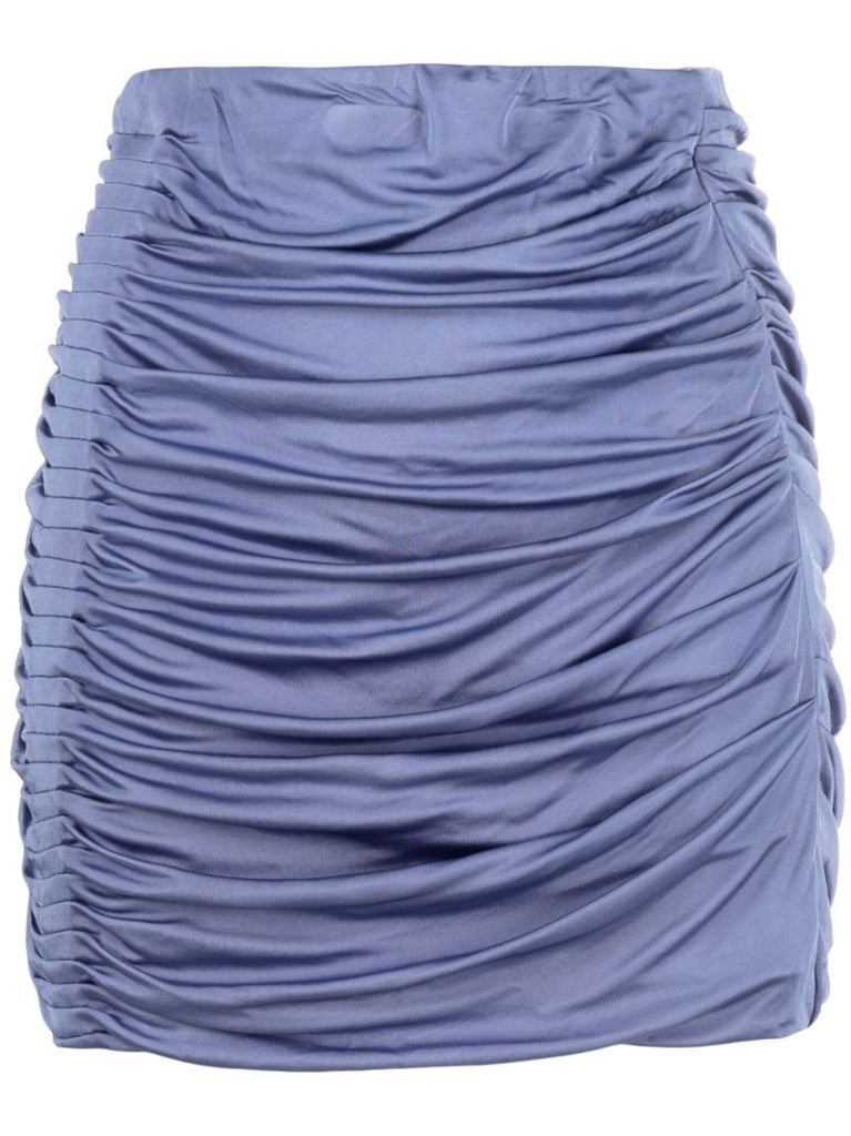 Blue Maroon Ruched Mini Skirt