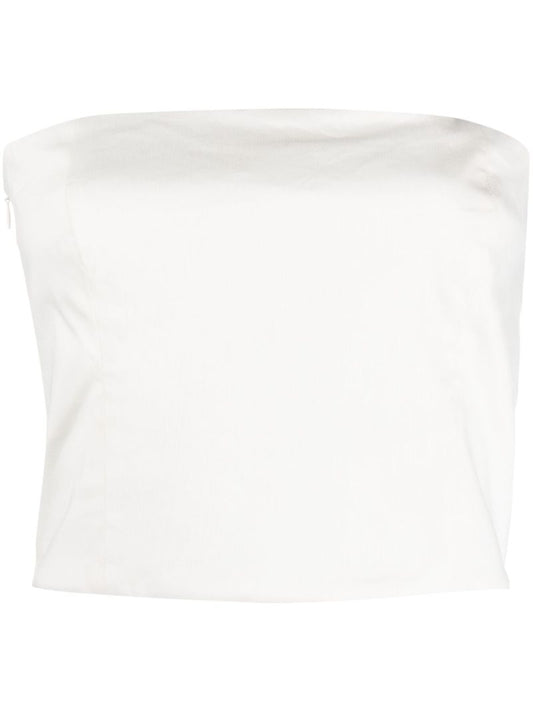 Neutral Lica Linen Crop Top
