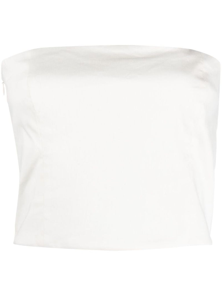 Neutral Lica Linen Crop Top