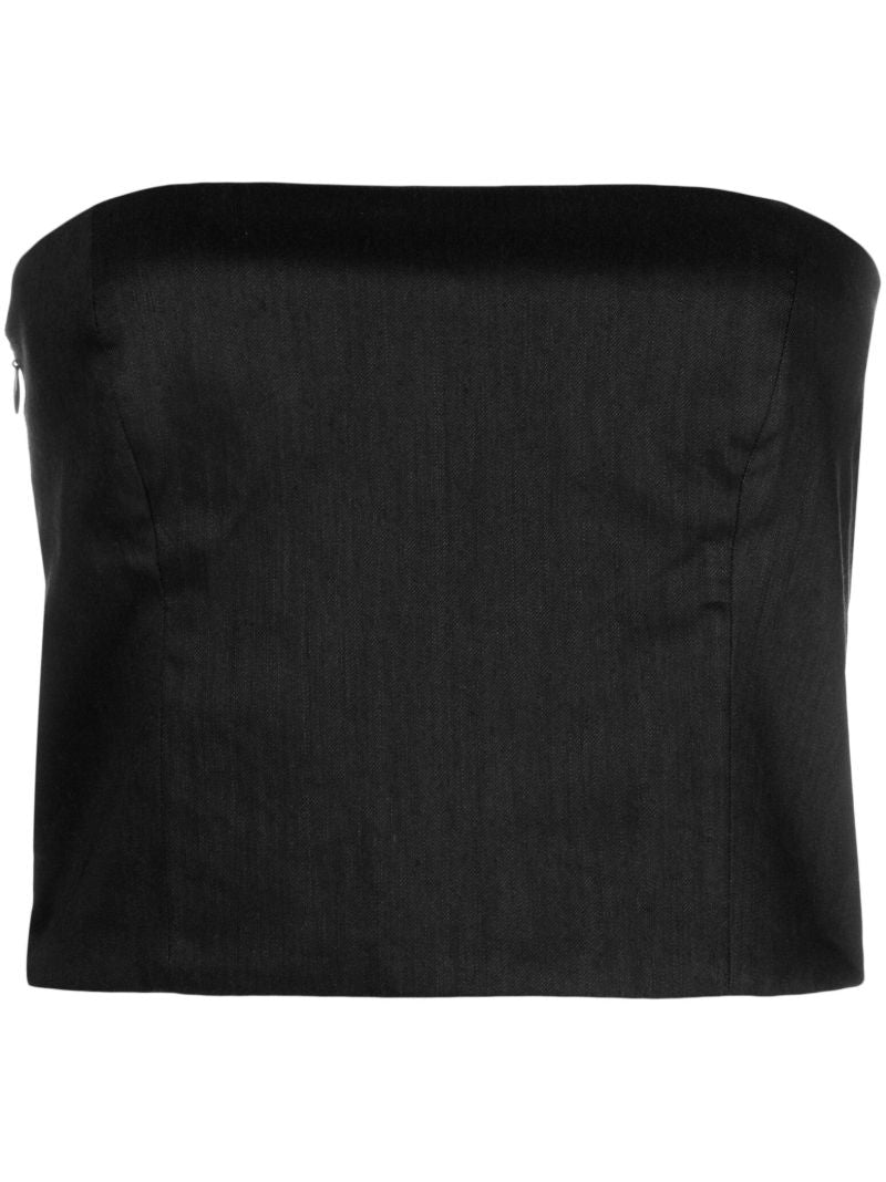 Black Lica Linen Strapless Top