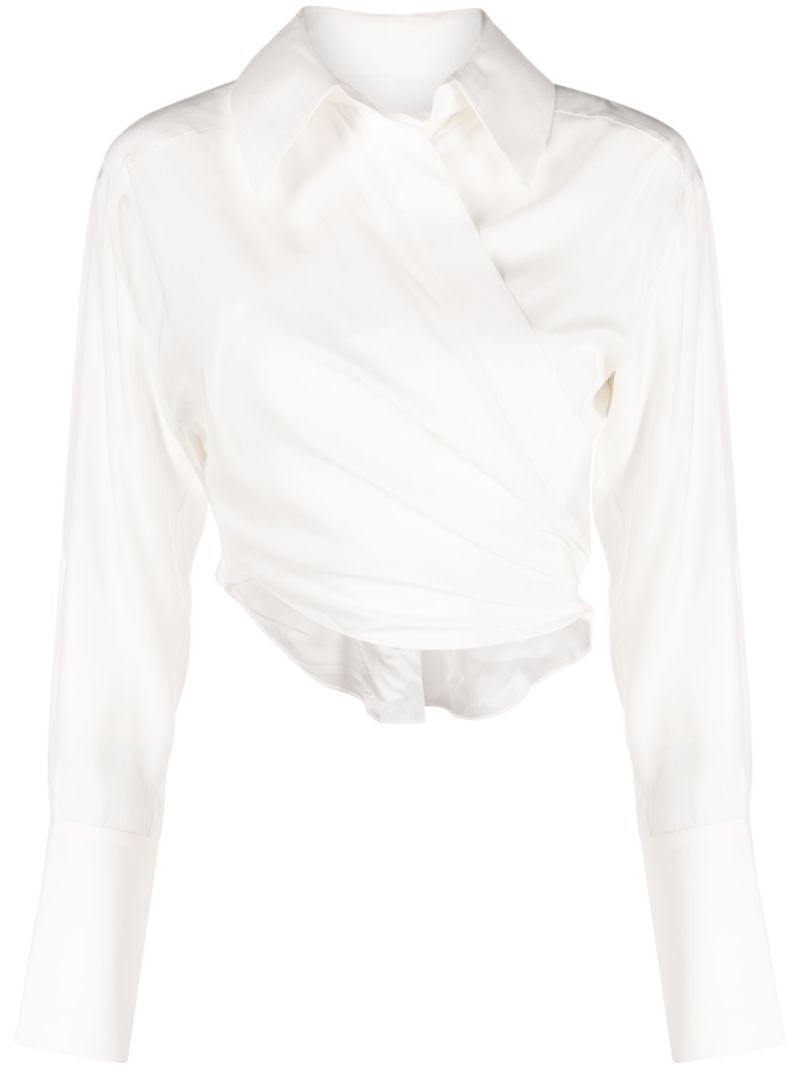 White Sabinas Wrap Silk Blouse