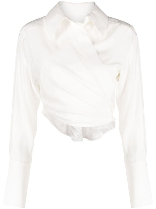 White Sabinas Wrap Silk Blouse