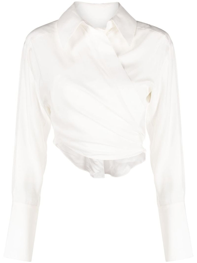 White Sabinas Wrap Silk Blouse