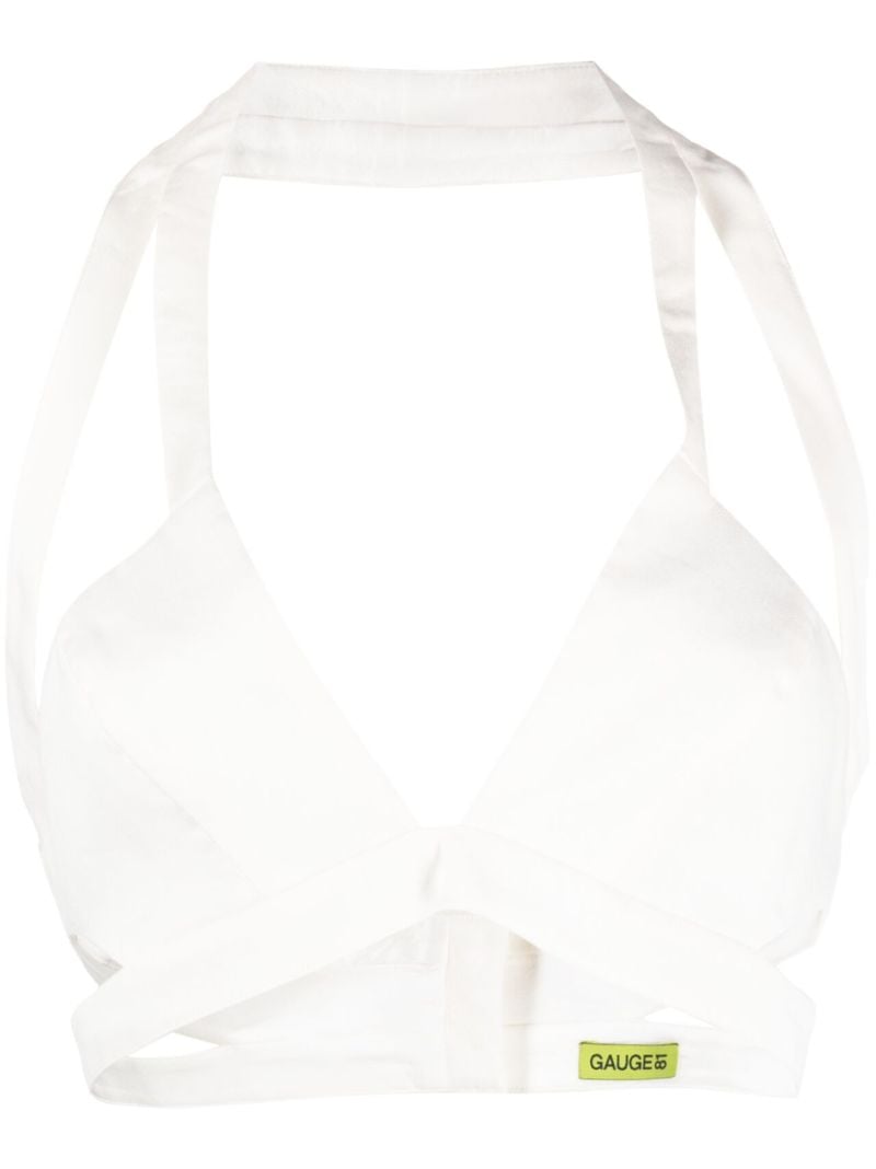 White Medevi Linen Cropped Top