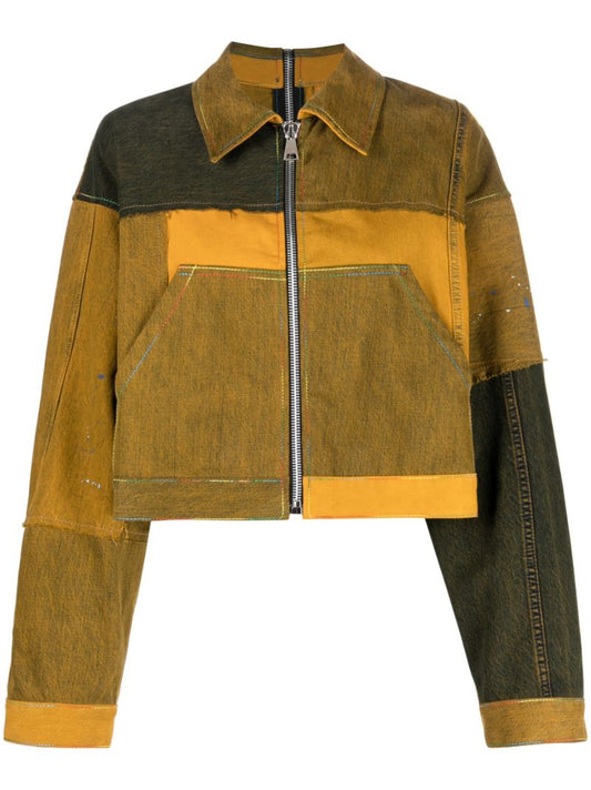 Yellow Panelled Cropped Jacket