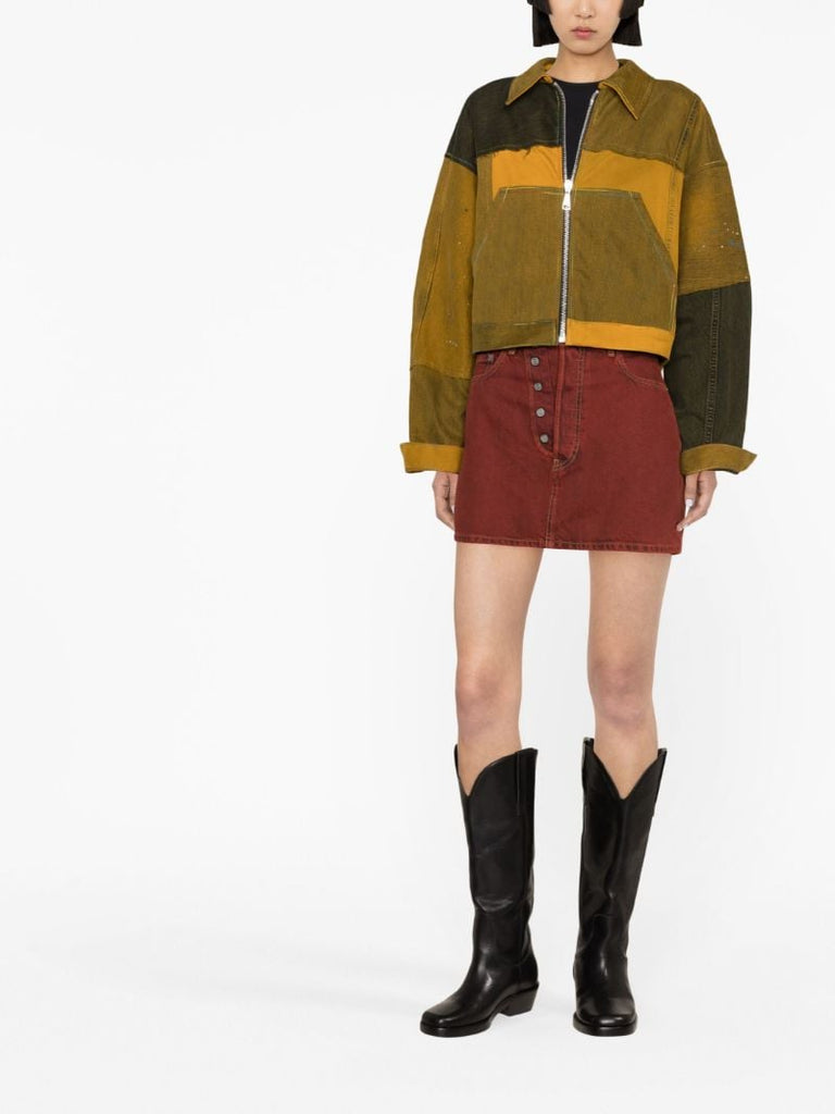 Yellow Panelled Cropped Jacket