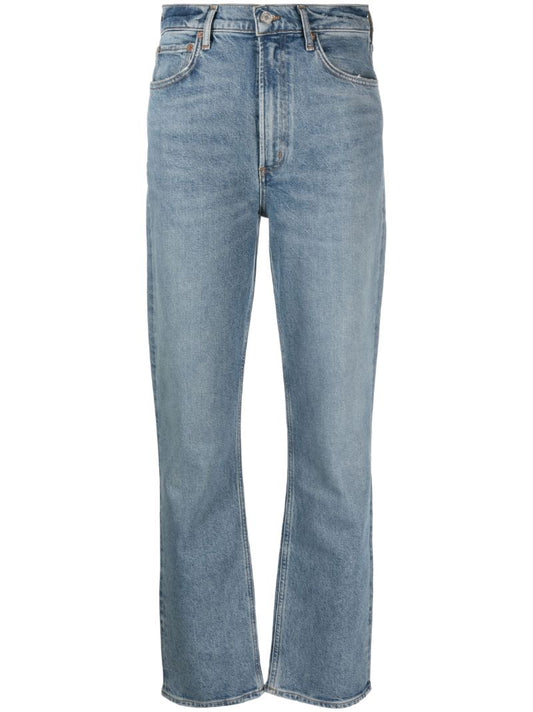 Blue High-rise Stovepipe Jeans