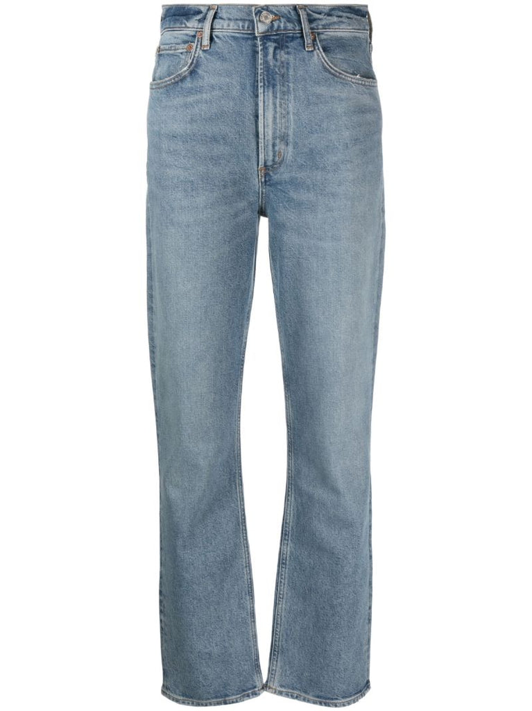 Blue High-rise Stovepipe Jeans