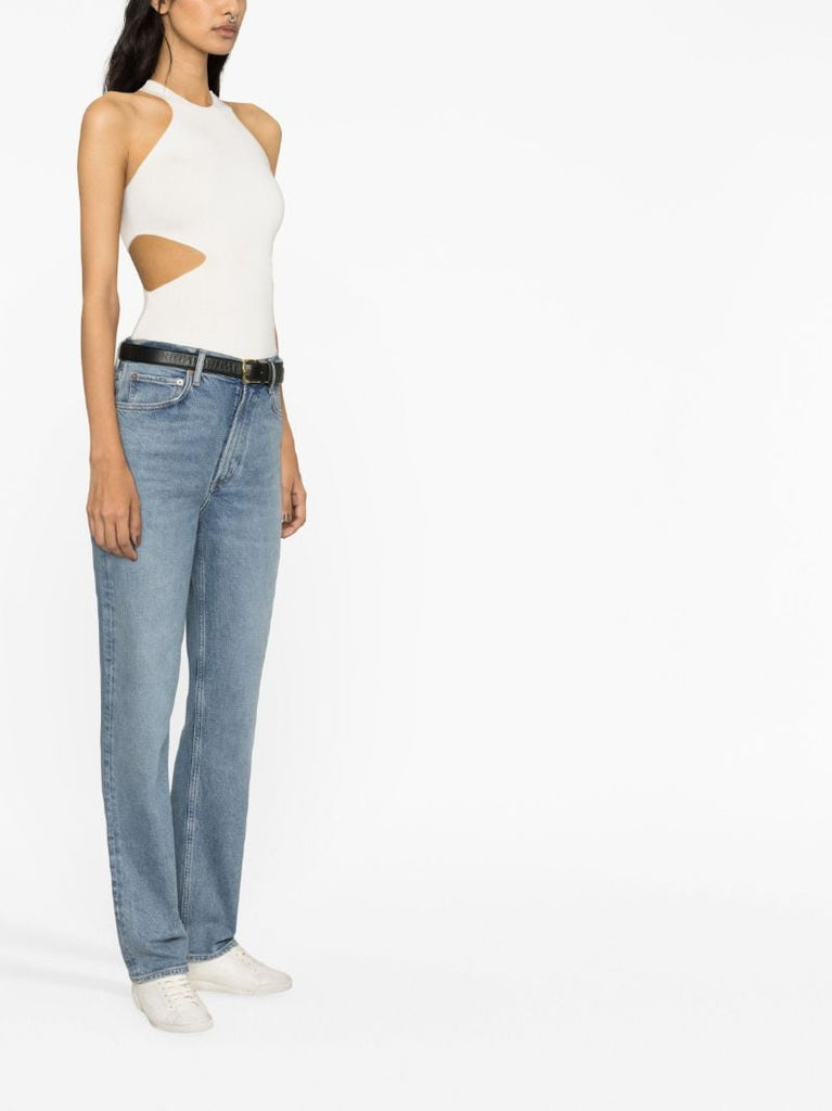 Blue High-rise Stovepipe Jeans