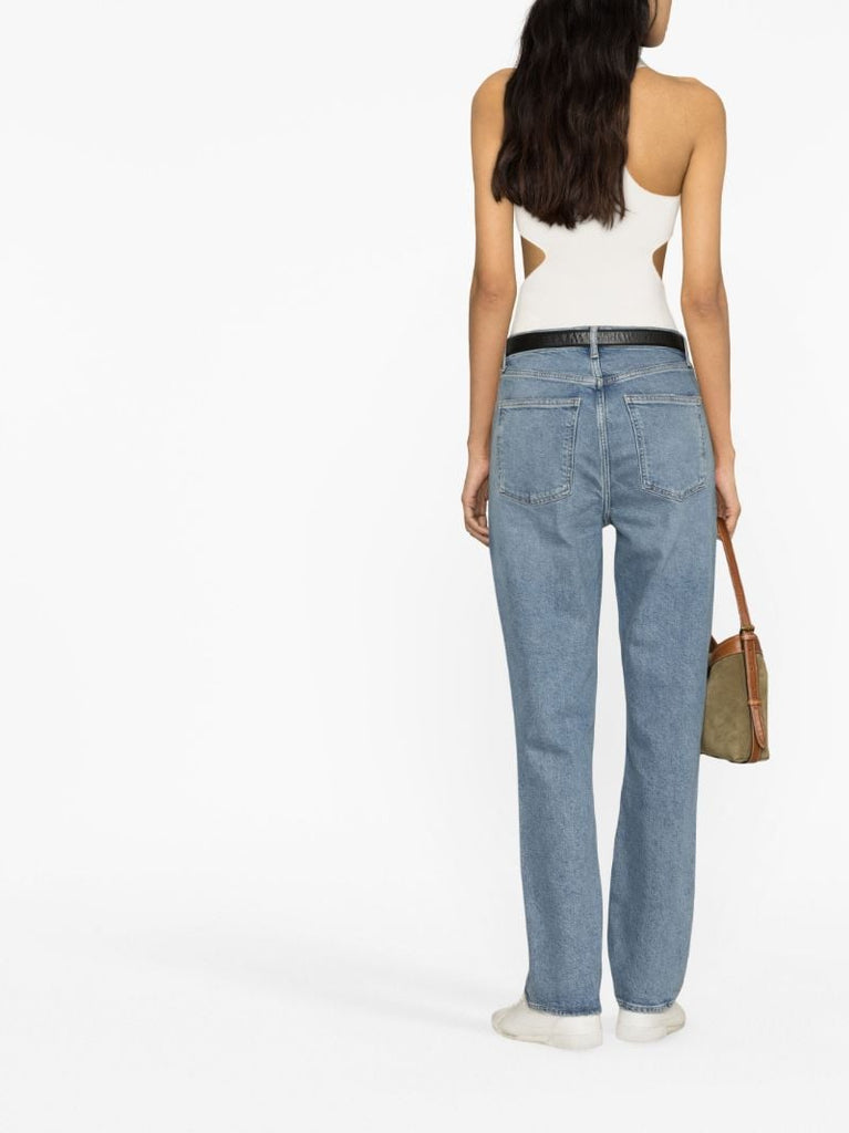 Blue High-rise Stovepipe Jeans