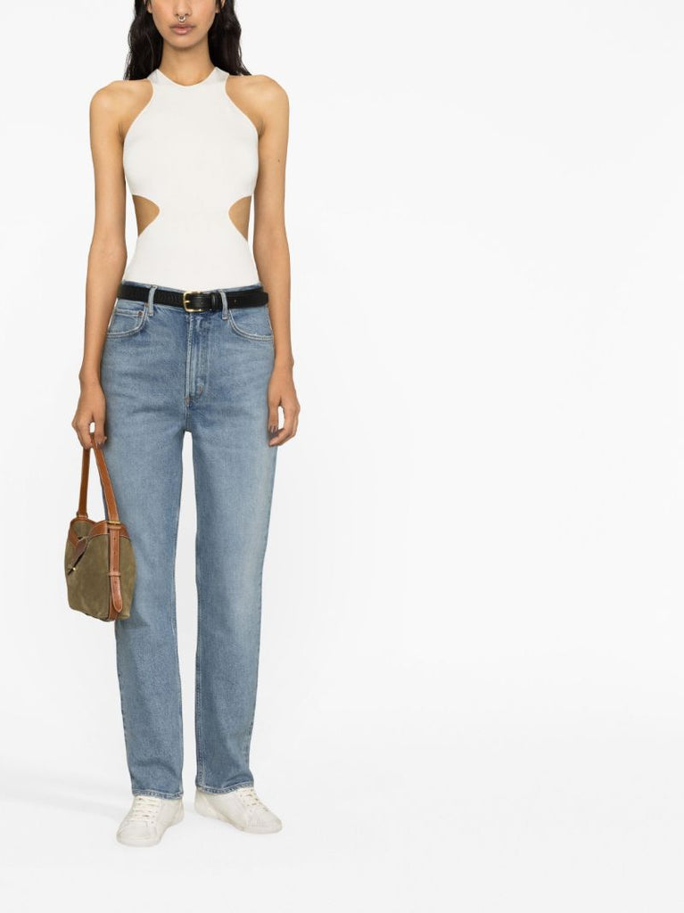 Blue High-rise Stovepipe Jeans