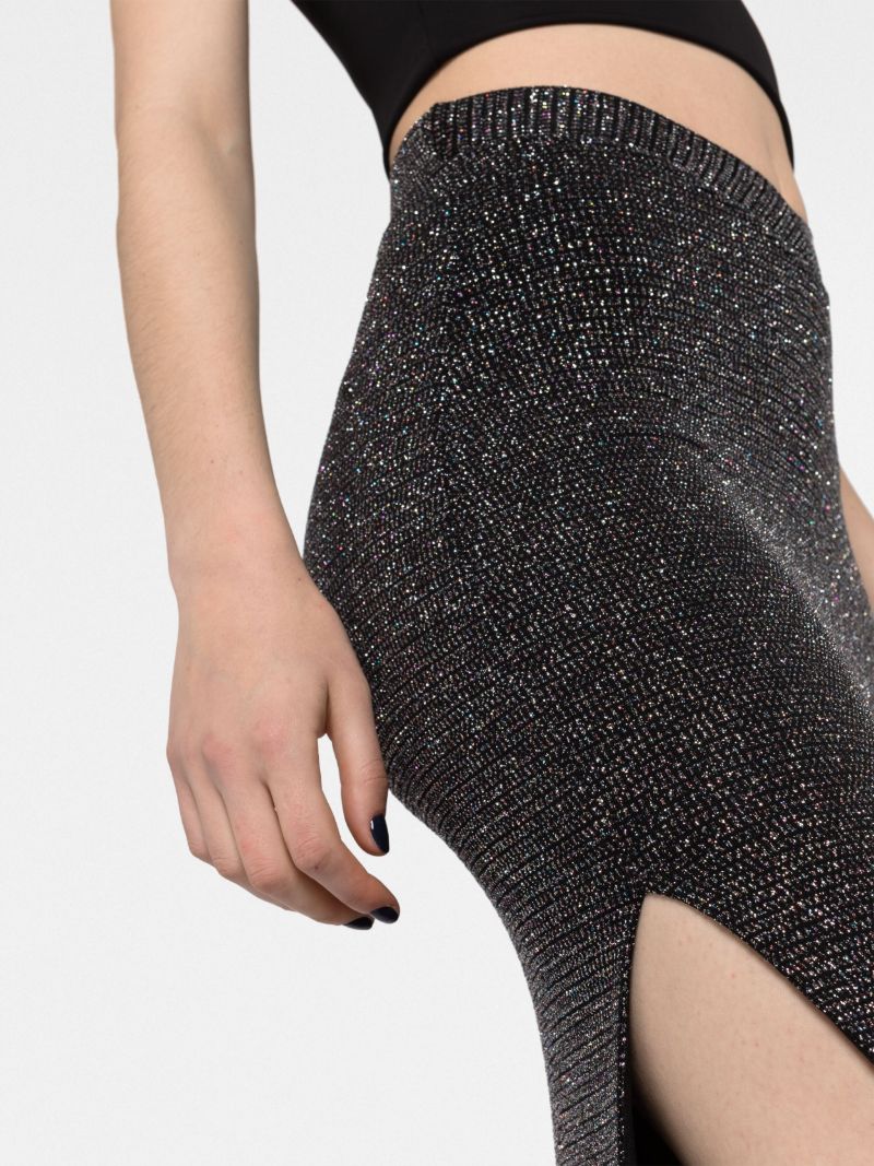Black Metallic Midi Skirt