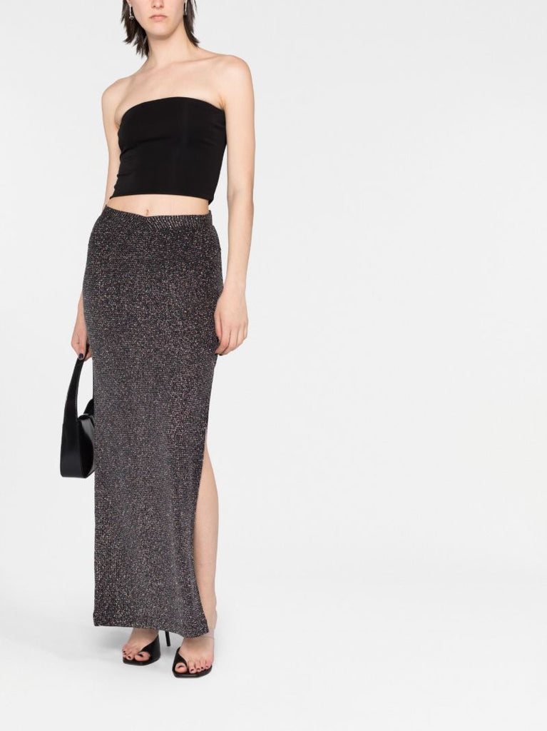 Black Metallic Midi Skirt