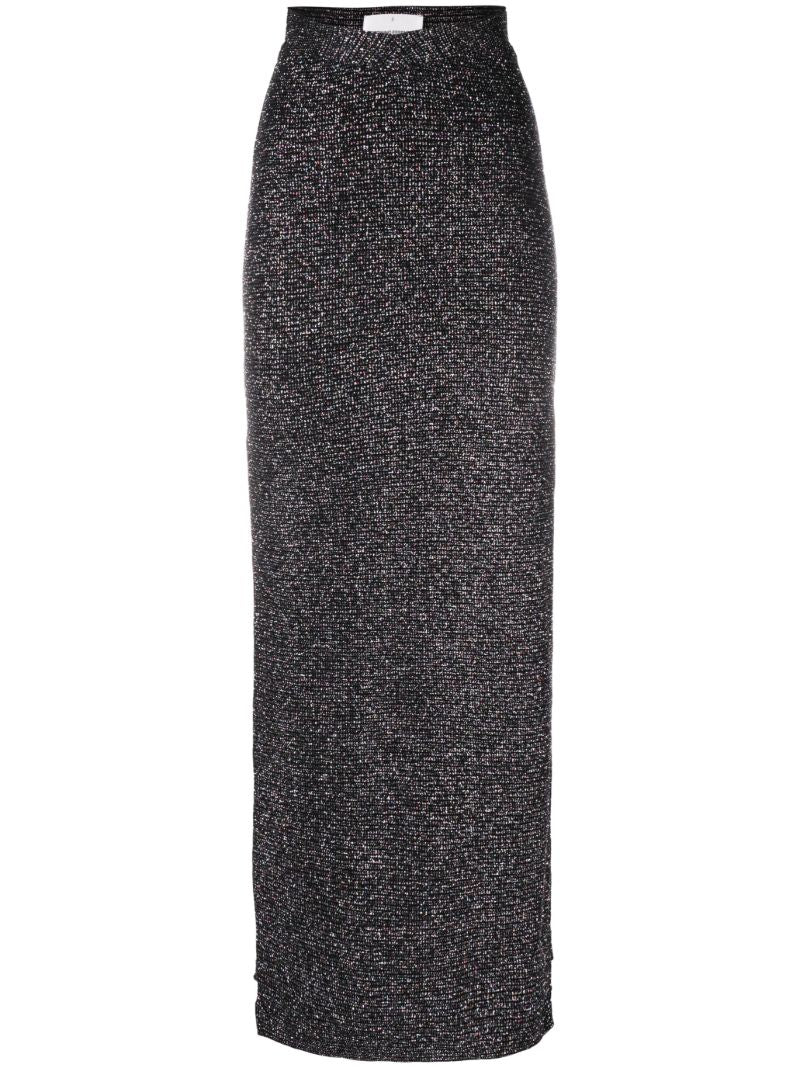 Black Metallic Midi Skirt
