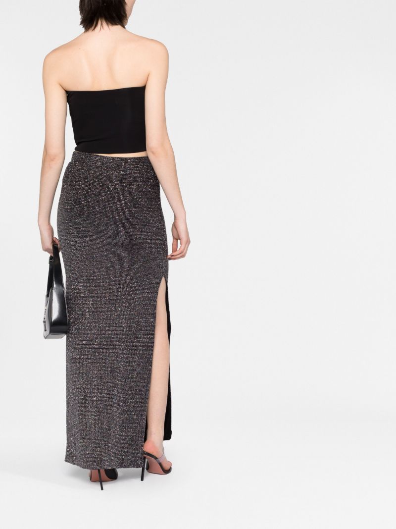 Black Metallic Midi Skirt