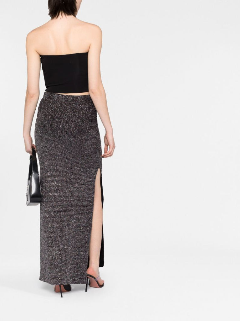 Black Metallic Midi Skirt
