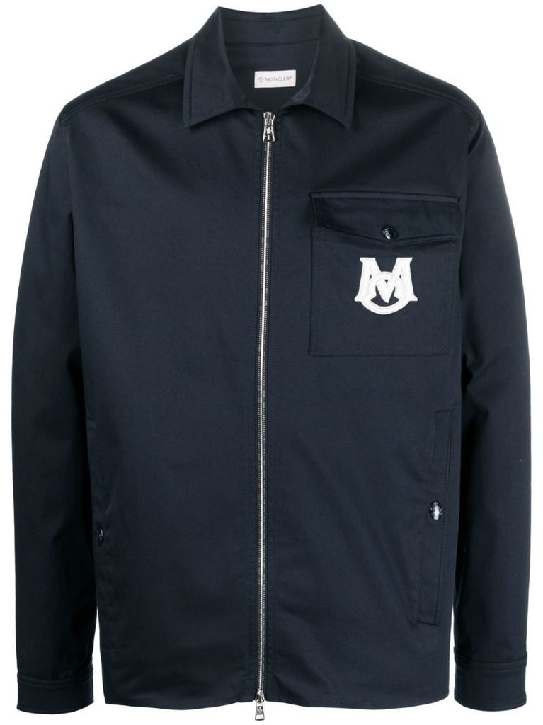 Blue Embroidered Logo Shirt Jacket