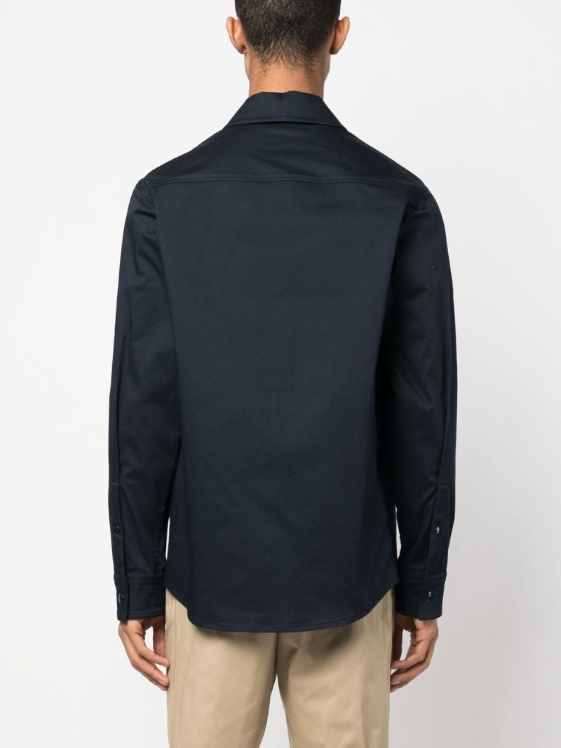 Blue Embroidered Logo Shirt Jacket