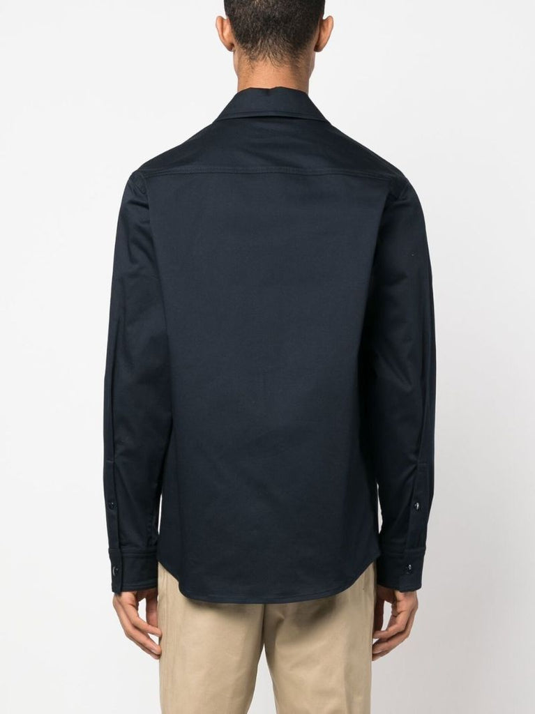 Blue Embroidered Logo Shirt Jacket