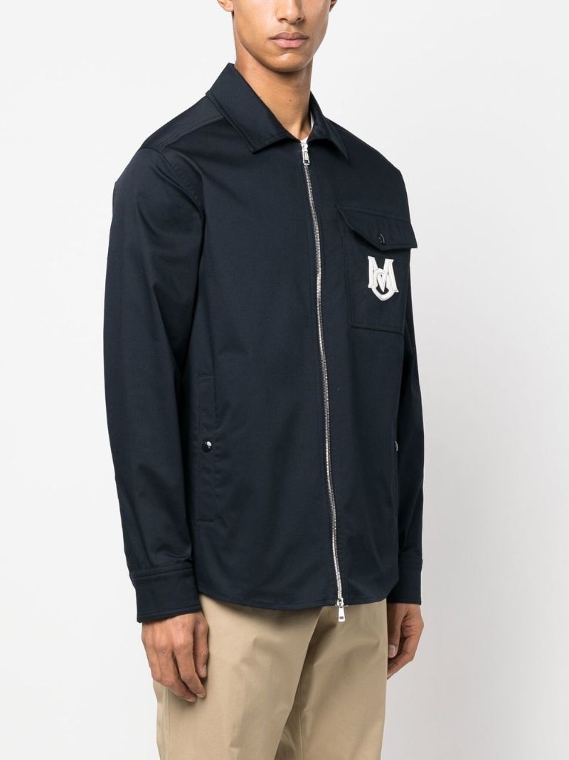 Blue Embroidered Logo Shirt Jacket