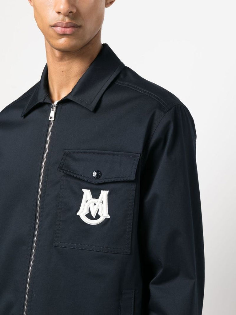 Blue Embroidered Logo Shirt Jacket