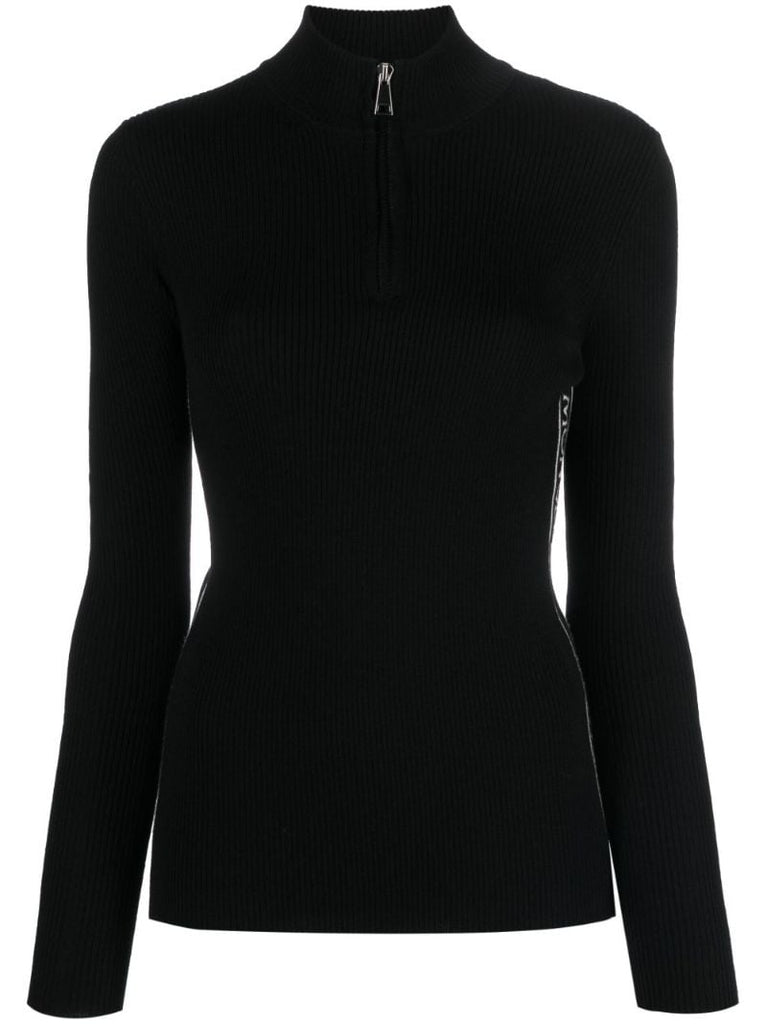 Black Logo-embroidery Wool Top