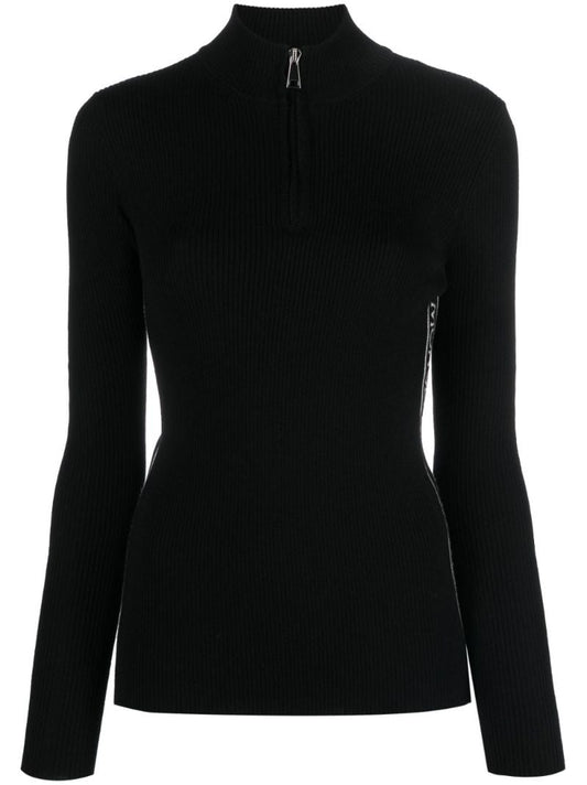 Black Logo-embroidery Wool Top