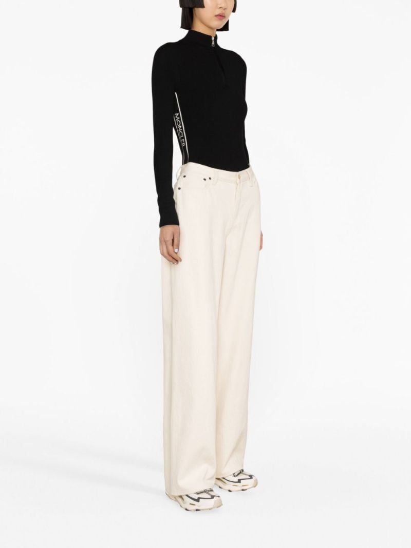 Black Logo-embroidery Wool Top