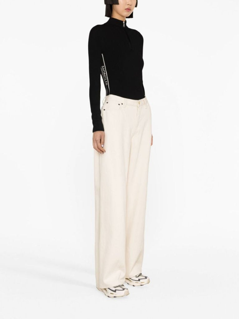 Black Logo-embroidery Wool Top