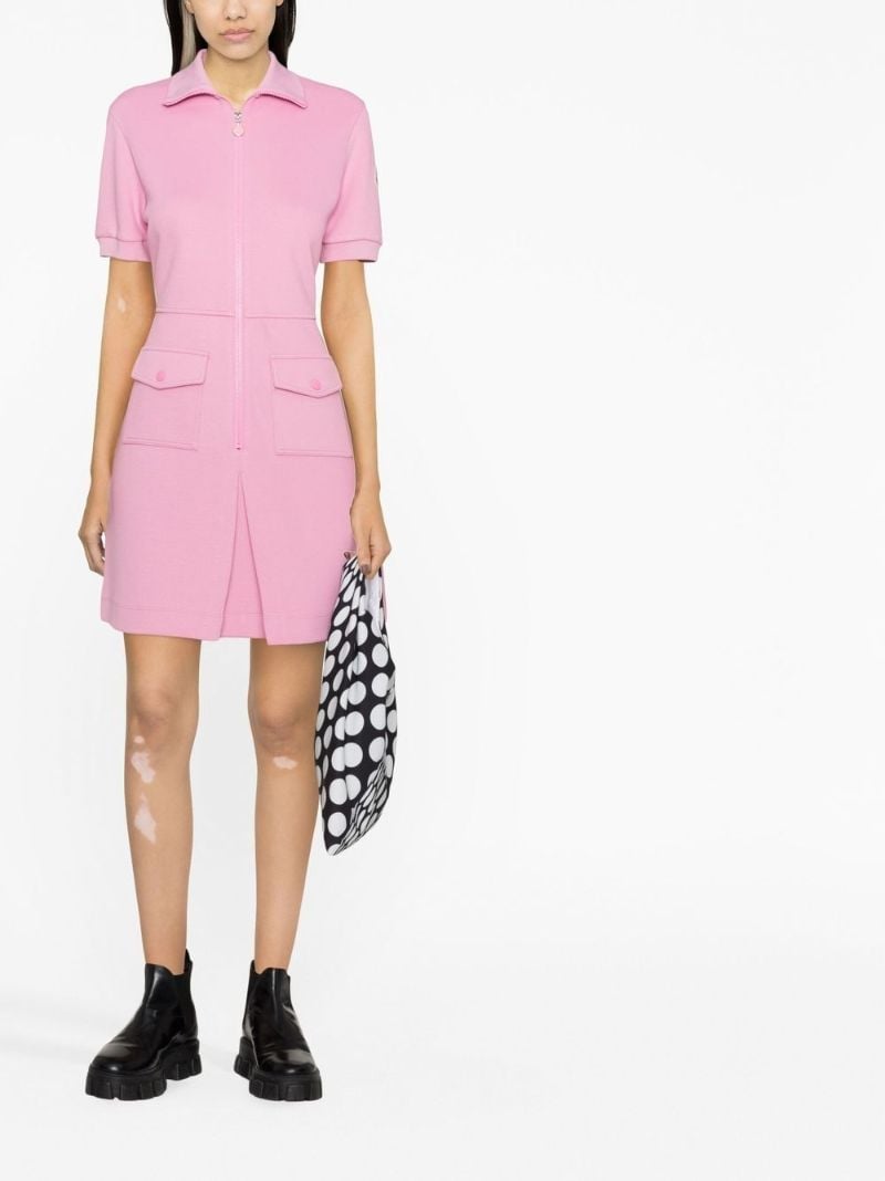 Pink Front Slit Zipped Mini Dress