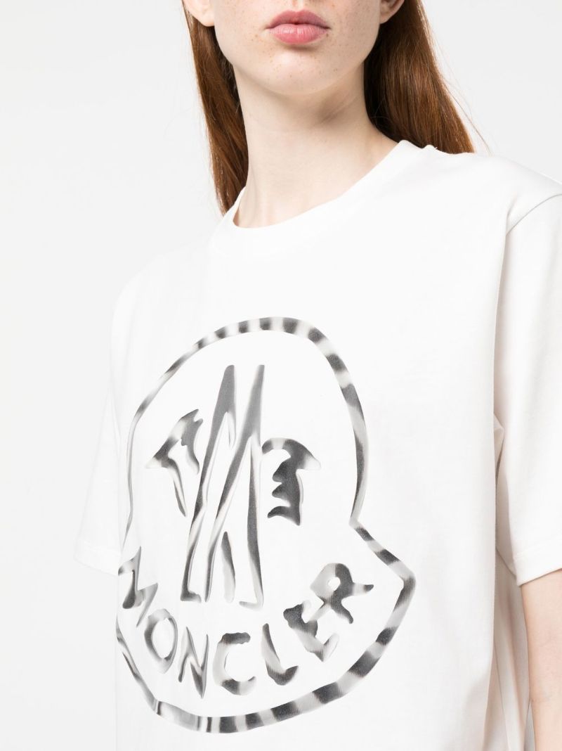 White Logo Print Cotton T-shirt