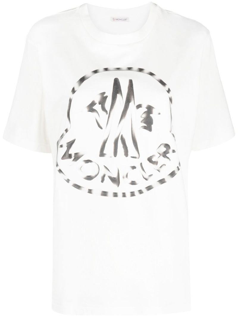 White Logo Print Cotton T-shirt