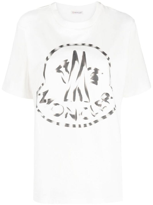White Logo Print Cotton T-shirt