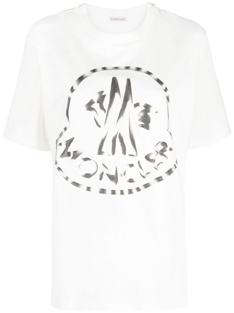 White Logo Print Cotton T-shirt