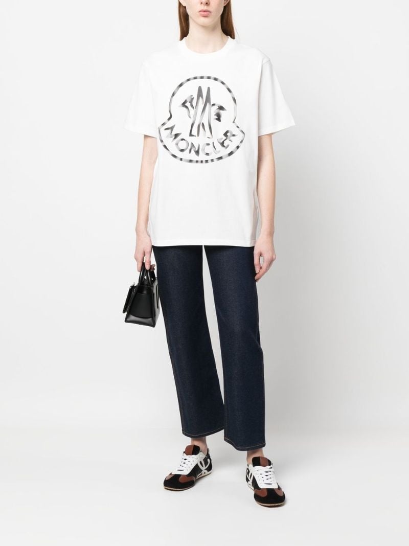 White Logo Print Cotton T-shirt